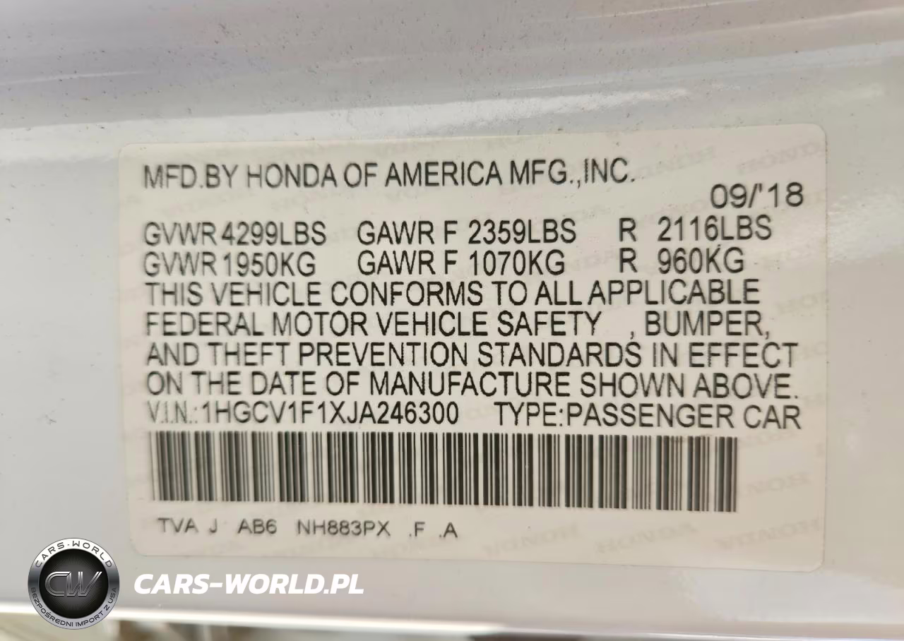 2018 Honda Accord Lx VIN:1HGCV1F1XJA246300 - 13
