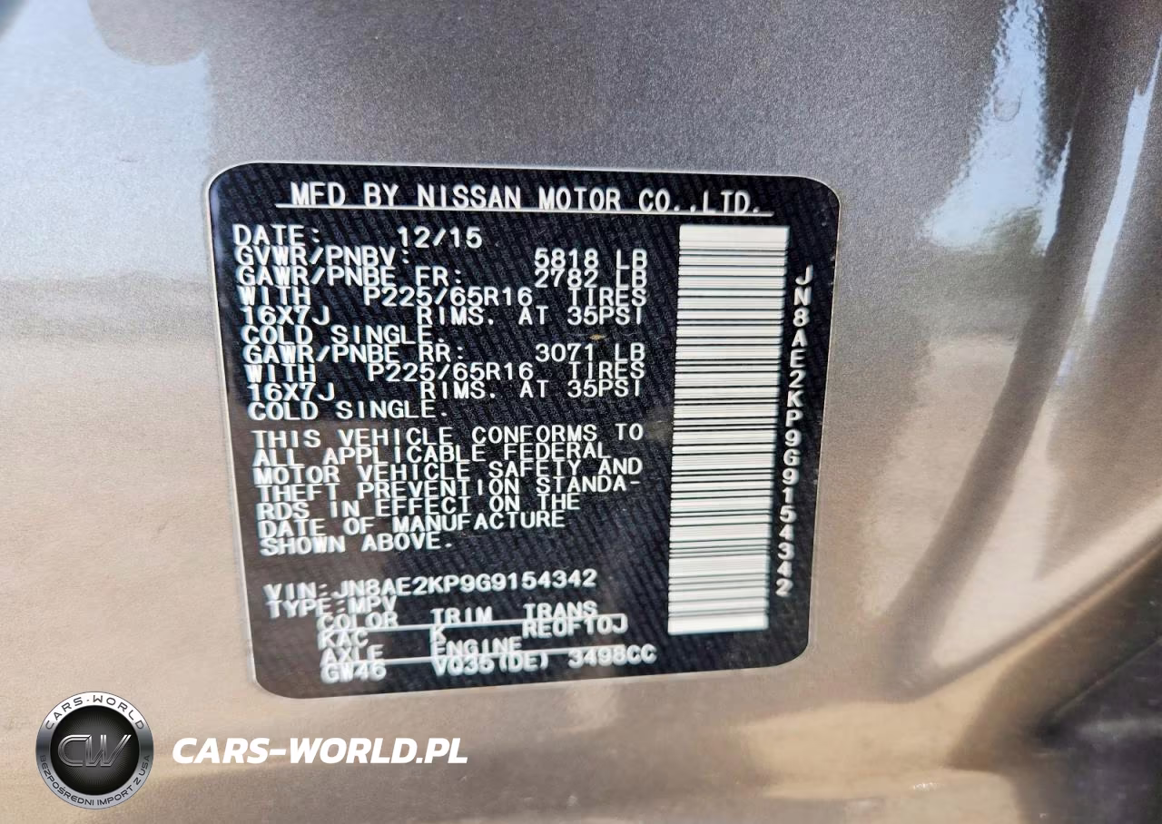 2016 Nissan Quest 3.5 Sv VIN:JN8AE2KP9G9154342 - 13