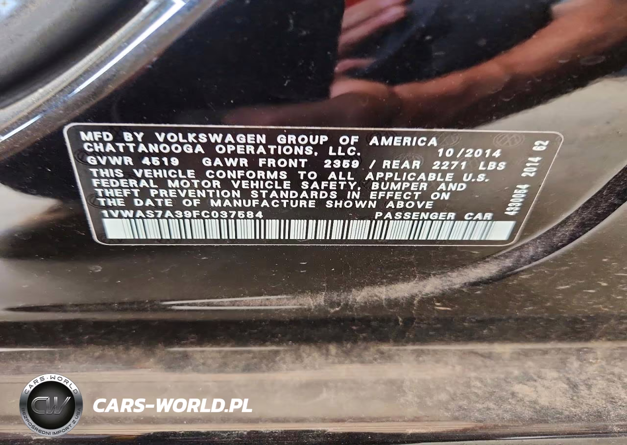 2015 Volkswagen Passat S VIN:1VWAS7A39FC037584 - 12