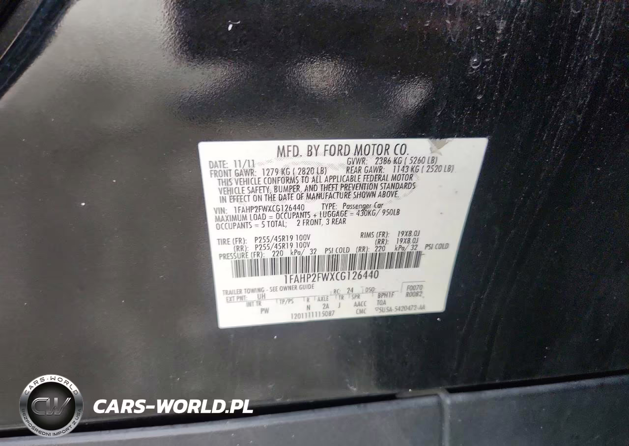 2012 Ford Taurus Limited VIN:1FAHP2FWXCG126440 - 12