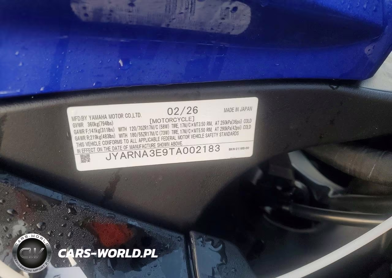 2026 Yamaha Yzf890 VIN:JYARNA3E9TA002183 - 9
