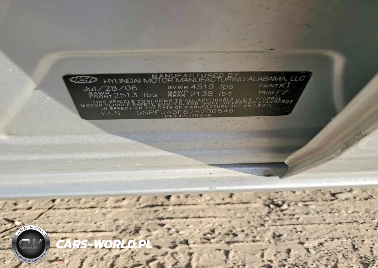 2007 Hyundai Sonata Se VIN:5NPEU46F67H206546 - 12