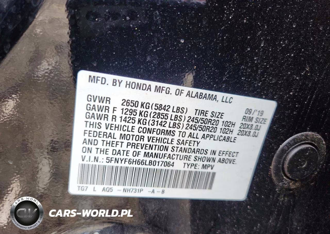 2020 Honda Pilot Touring VIN:5FNYF6H66LB017064 - 13