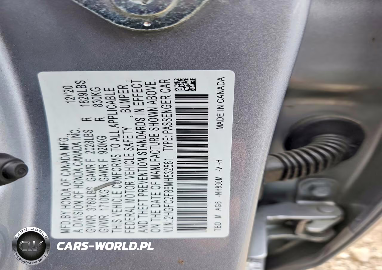 2021 Honda Civic Sport VIN:2HGFC2F86MH532561 - 12