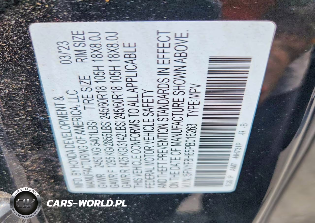 2023 Honda Passport Trail Sport VIN:5FNYF8H65PB016263 - 13