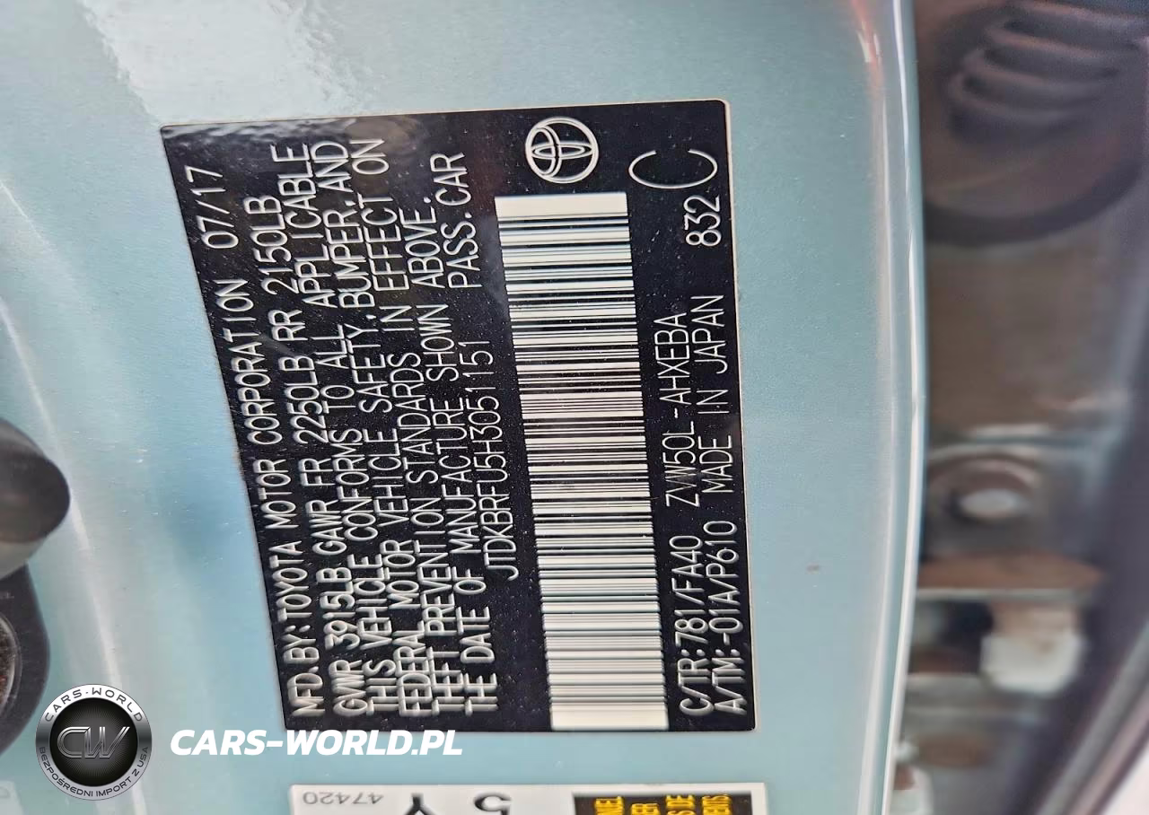 2017 Toyota Prius Two VIN:JTDKBRFU5H3051151 - 13