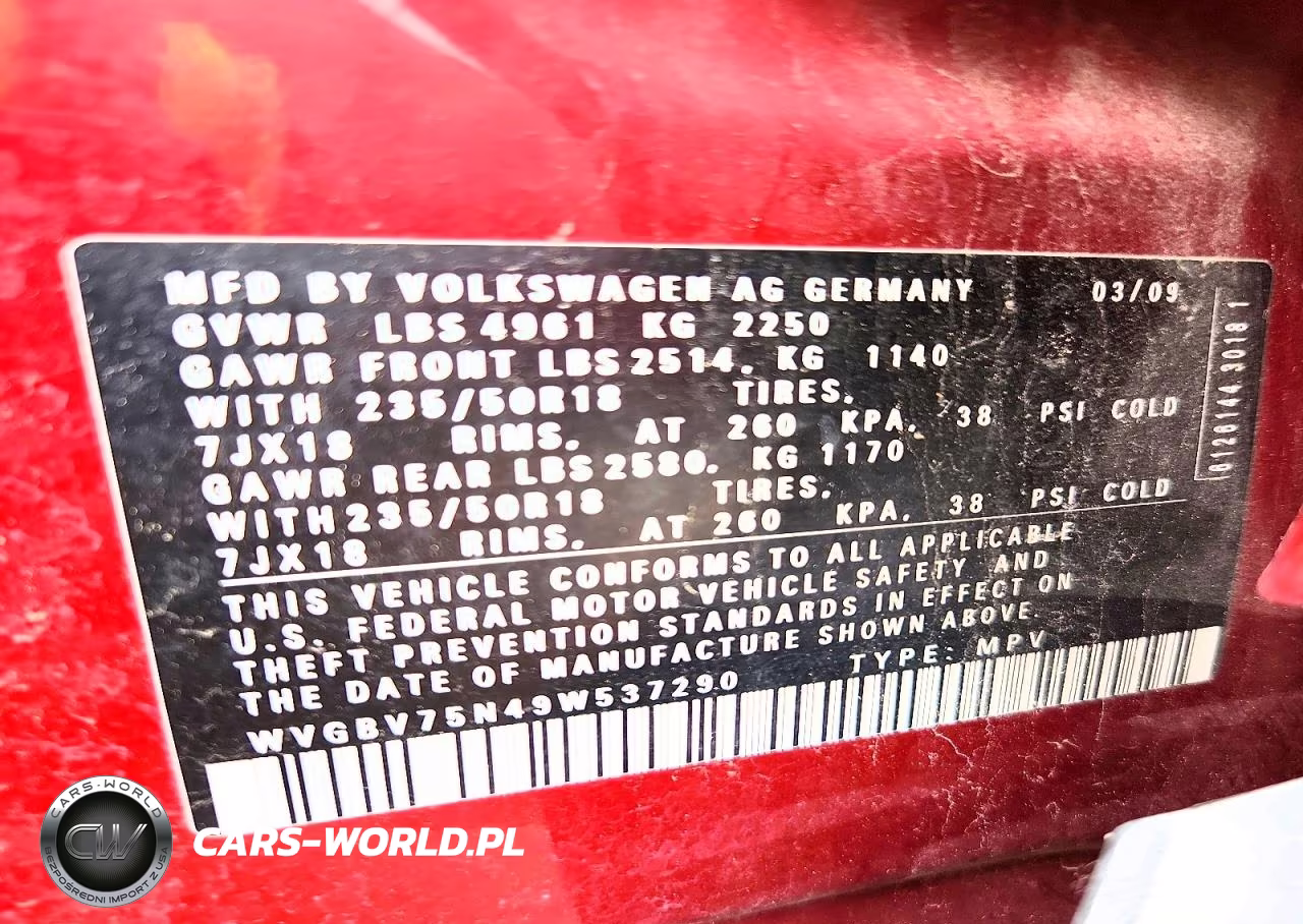 2009 Volkswagen Tiguan Se VIN:WVGBV75N49W537290 - 13