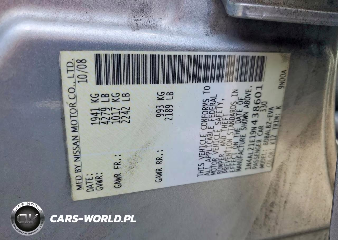 2009 Nissan Altima 2.5 VIN:1N4AL21E19N438601 - 12