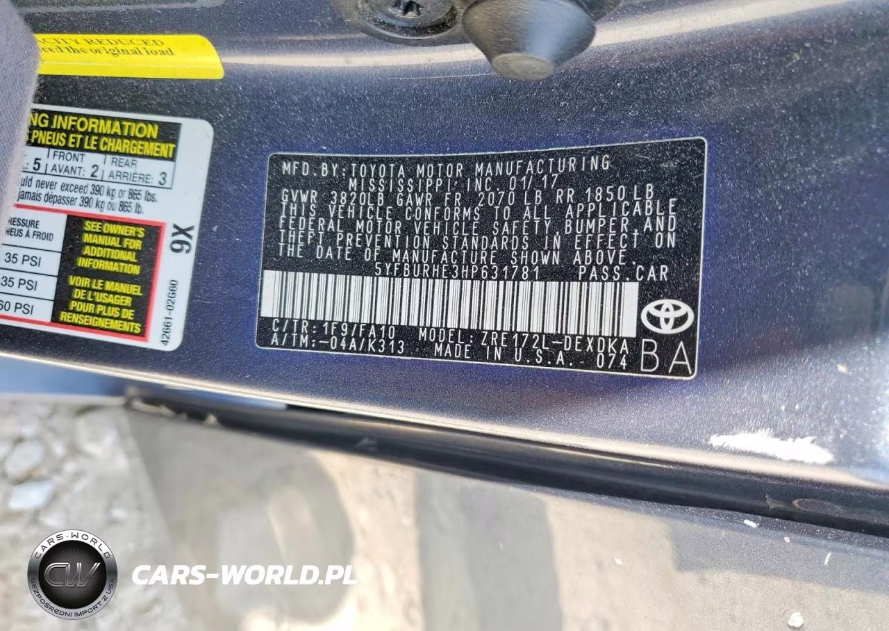 2017 Toyota Corolla L VIN:5YFBURHE3HP631781 - 12
