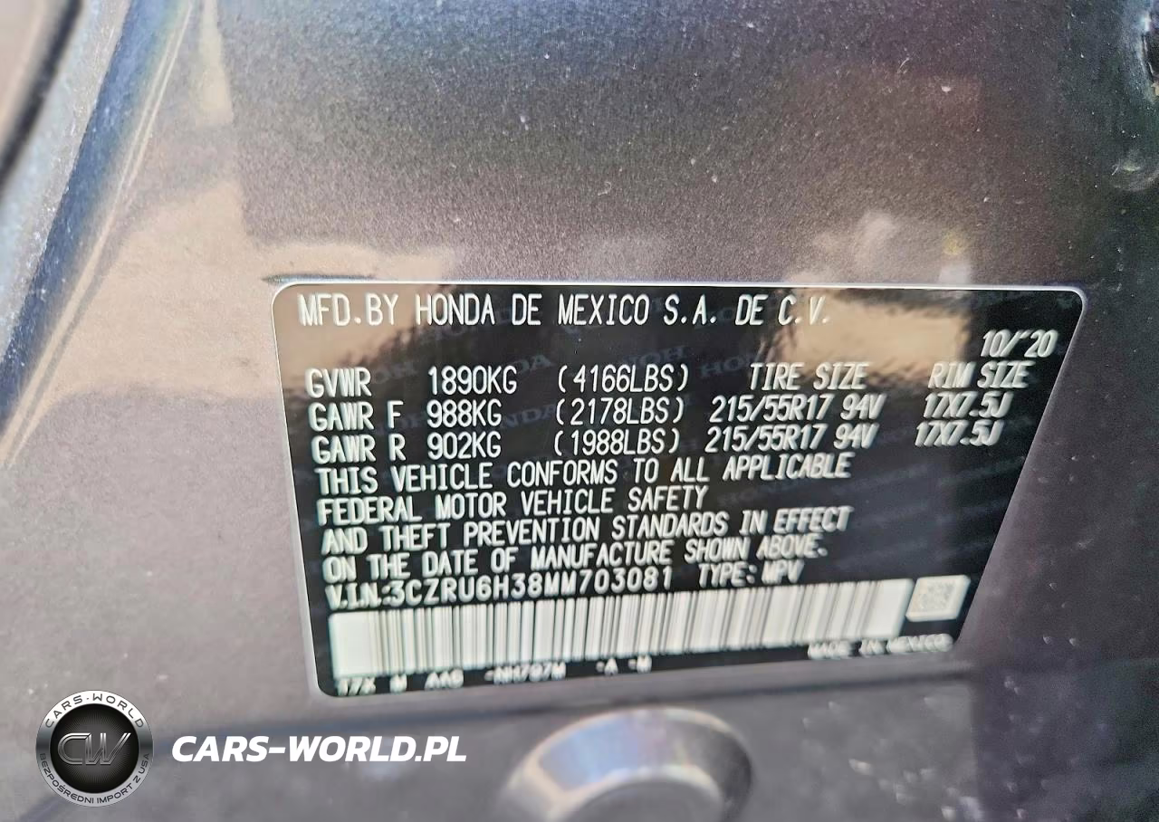 2021 Honda Hr-V Lx VIN:3CZRU6H38MM703081 - 14