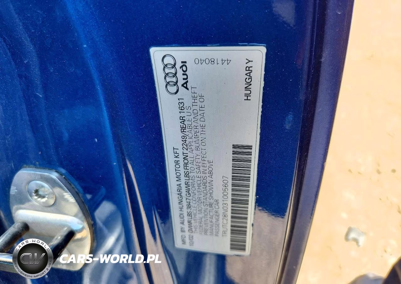 2003 Audi Tt VIN:TRUTC28N031005607 - 12