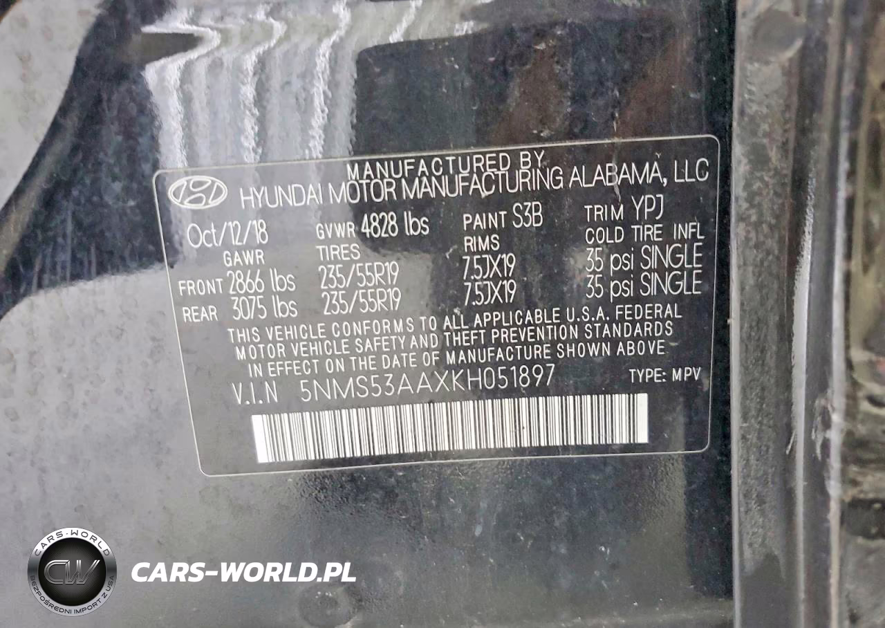 2019 Hyundai Santa Fe Ultimate 2.0T VIN:5NMS53AAXKH051897 - 13