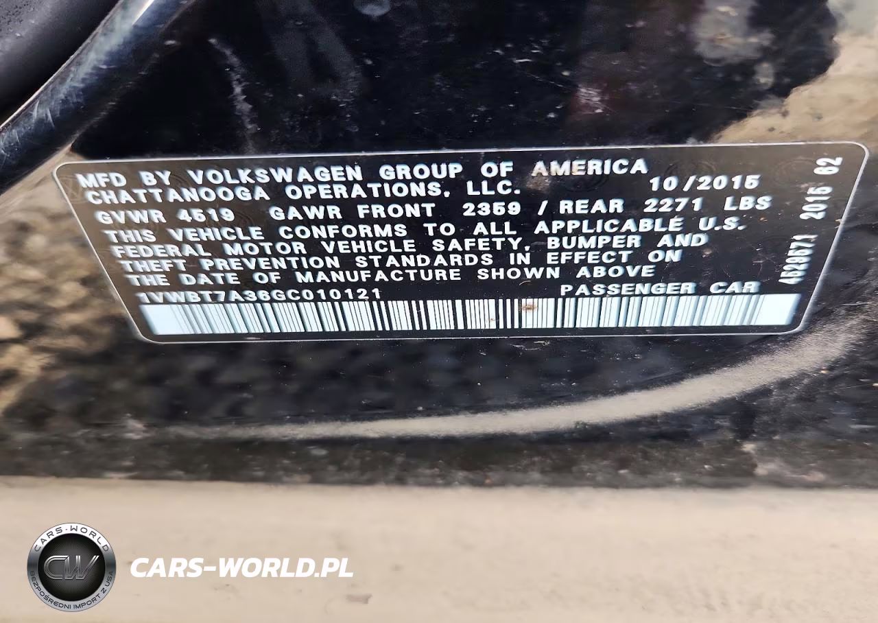 2016 Volkswagen Passat Se VIN:1VWBT7A36GC010121 - 12