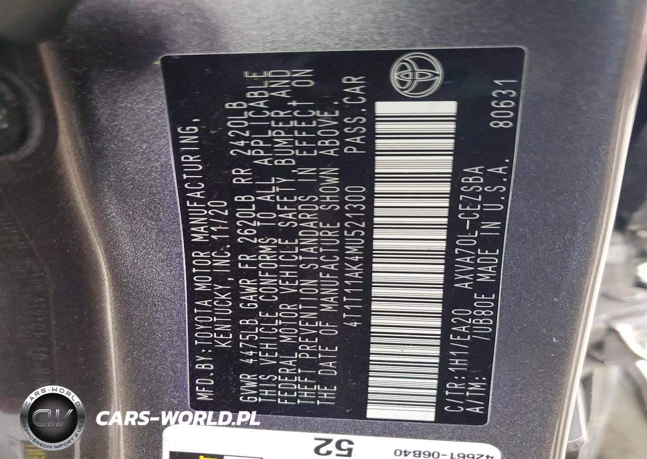 2021 Toyota Camry Se VIN:4T1T11AK4MU521300 - 12