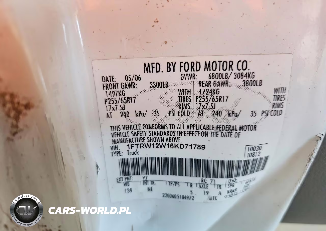 2006 Ford F150 Supercrew VIN:1FTRW12W16KD71789 - 12