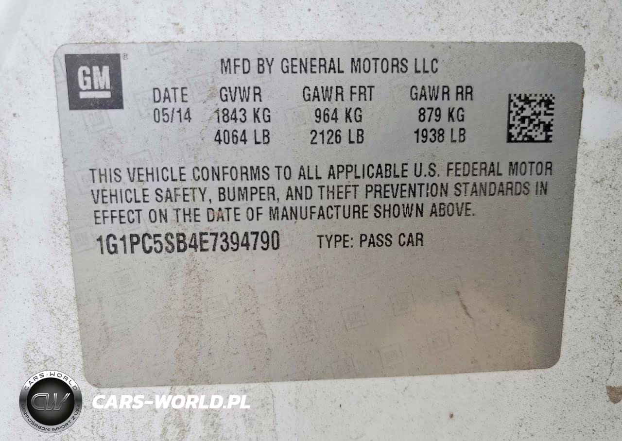2014 Chevrolet Cruze Lt VIN:1G1PC5SB4E7394790 - 13