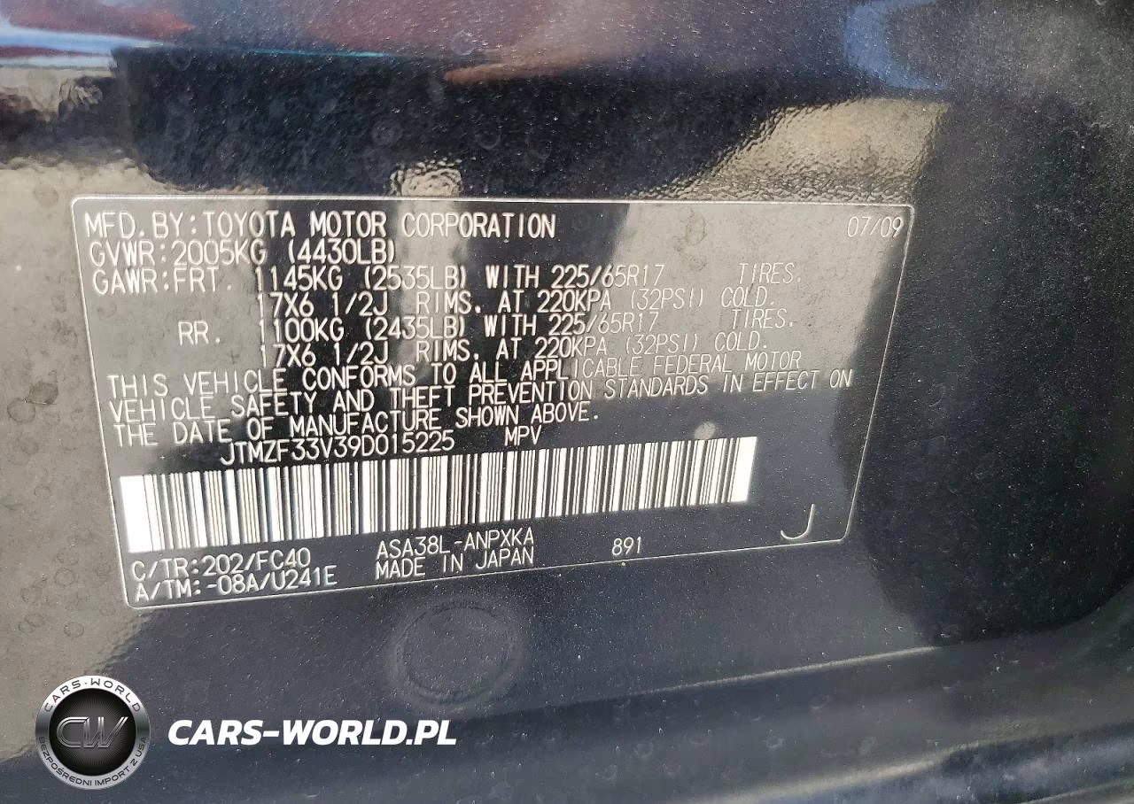 2009 Toyota Rav4 Base VIN:JTMZF33V39D015225 - 13