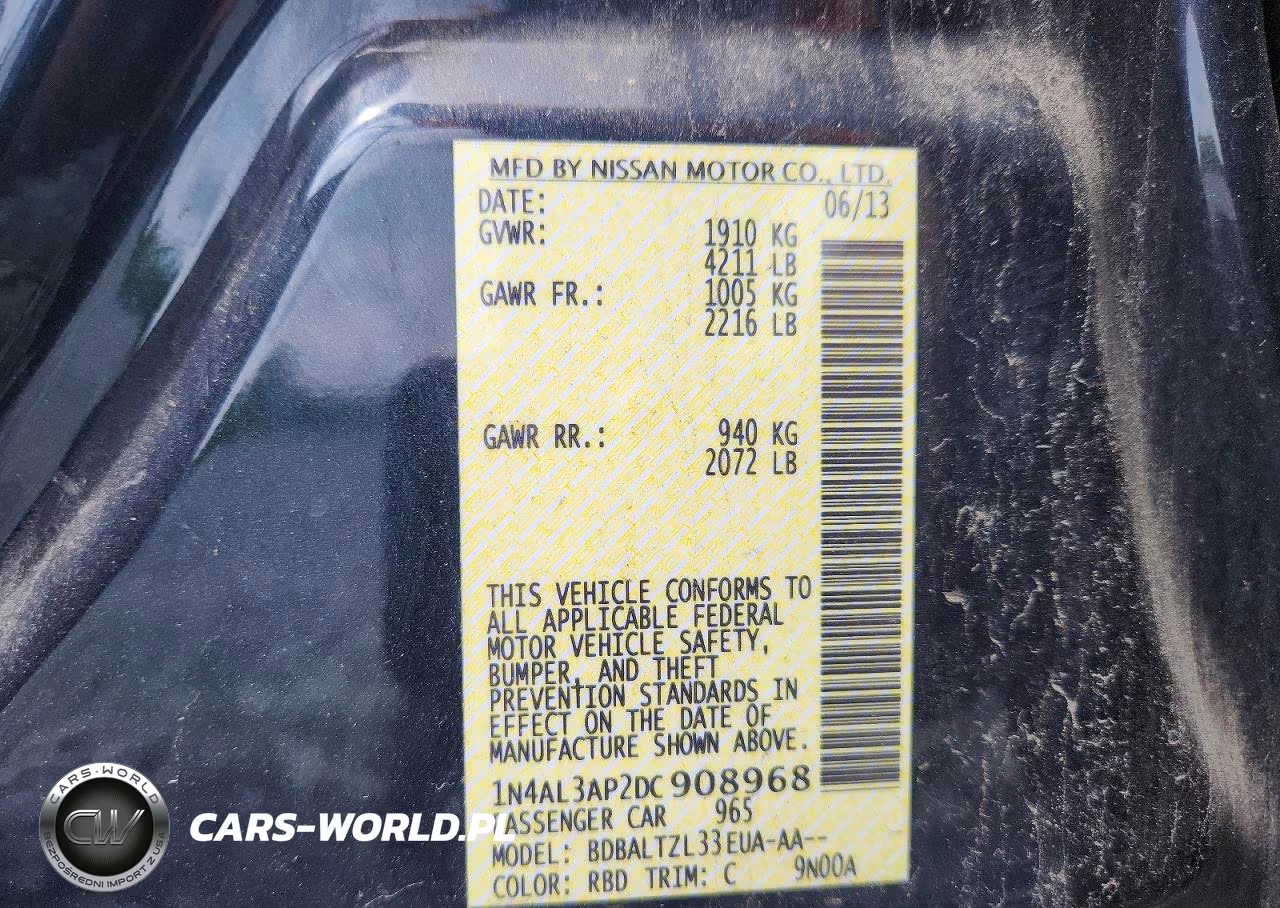 2013 Nissan Altima 2.5 Sv VIN:1N4AL3AP2DC908968 - 12