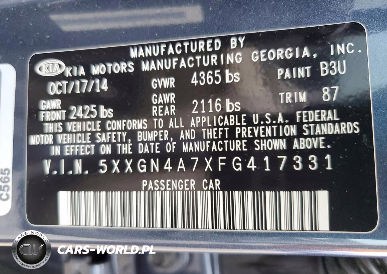 2015 Kia Optima Ex VIN:5XXGN4A7XFG417331 - 12