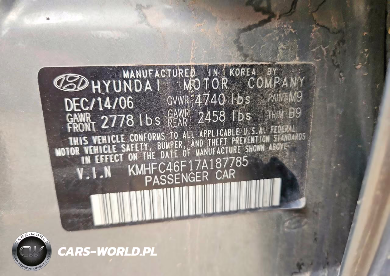 2007 Hyundai Azera Se VIN:KMHFC46F17A187785 - 12