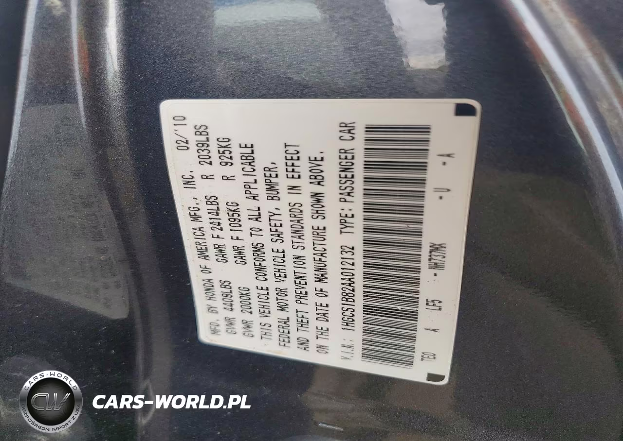 2010 Honda Accord Exl VIN:1HGCS1B82AA012132 - 13
