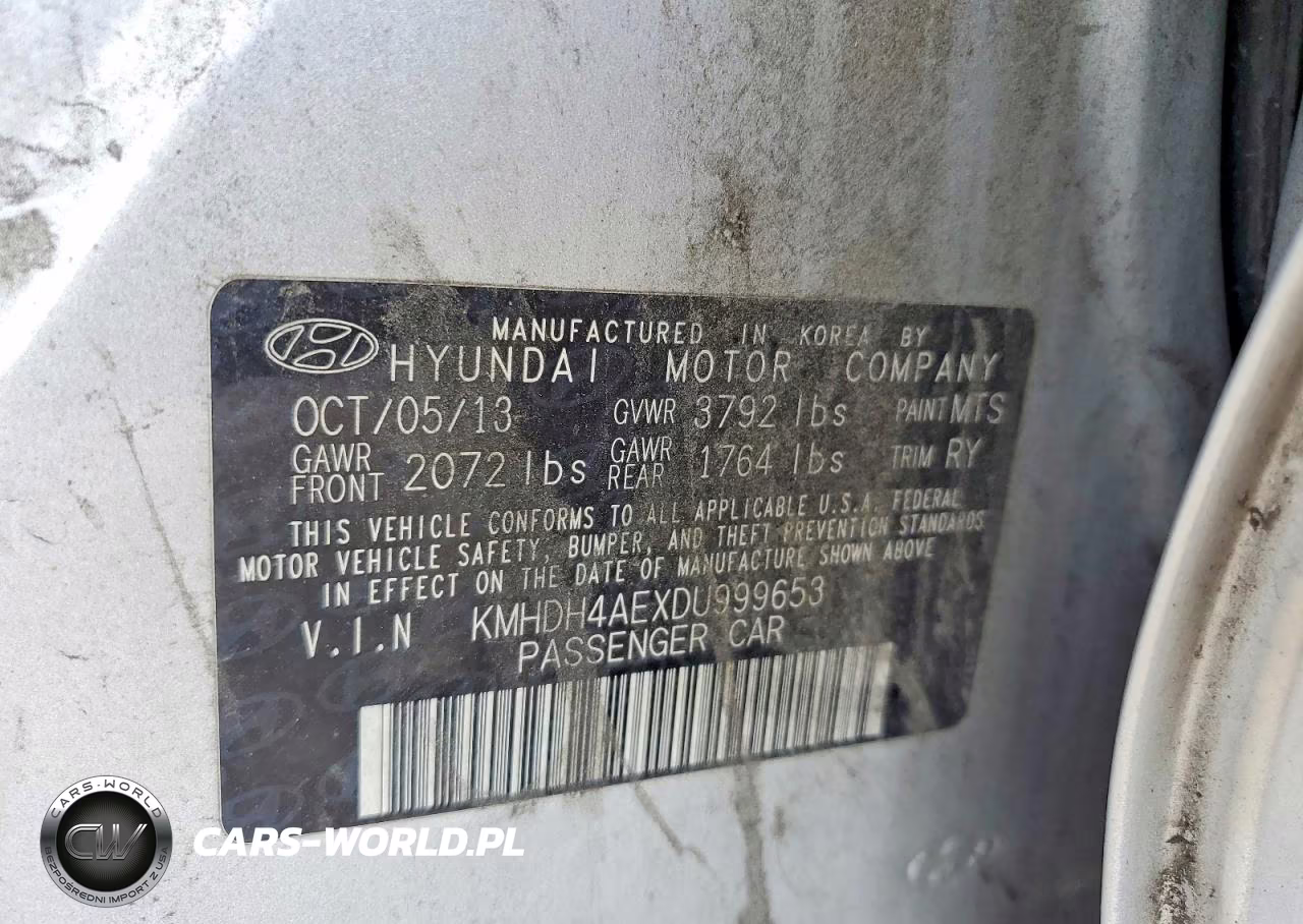 2013 Hyundai Elantra Limited VIN:KMHDH4AEXDU999653 - 12