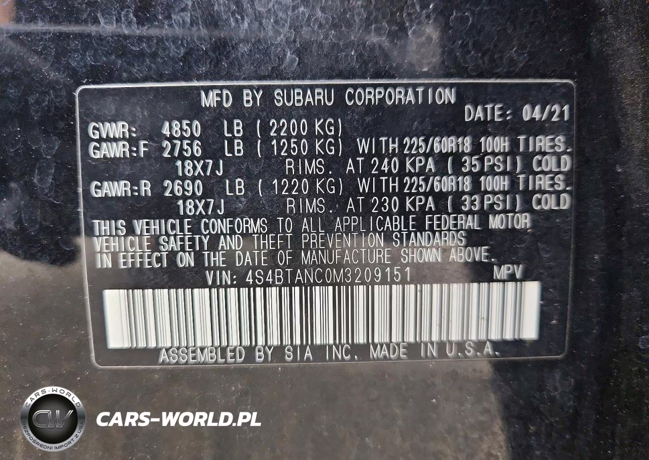2021 Subaru Outback Limited VIN:4S4BTANC0M3209151 - 13