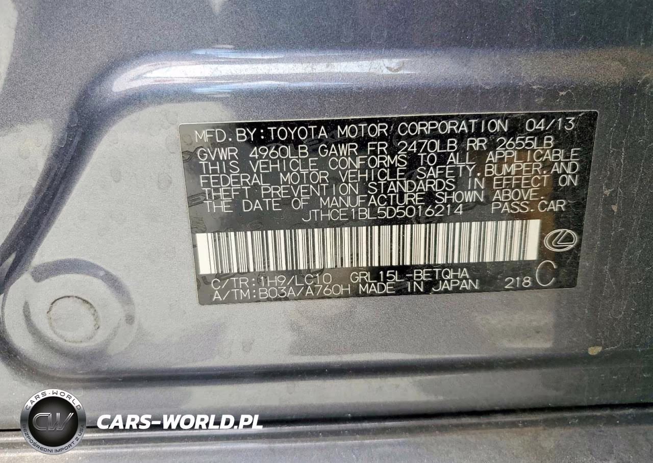 2013 Lexus Gs 350 VIN:JTHCE1BL5D5016214 - 12