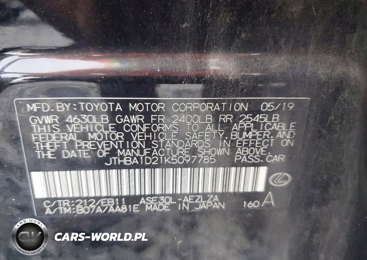 2019 Lexus Is 300 VIN:JTHBA1D21K5097785 - 12