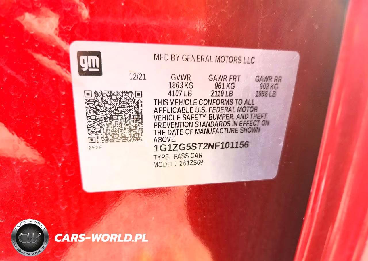 2022 Chevrolet Malibu Rs VIN:1G1ZG5ST2NF101156 - 12