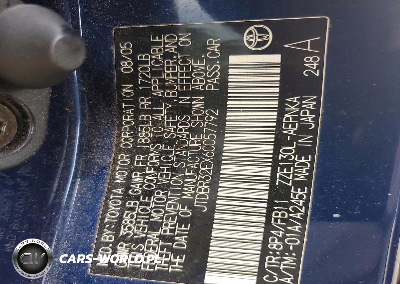 2006 Toyota Corolla Le VIN:JTDBR32EX60057792 - 12