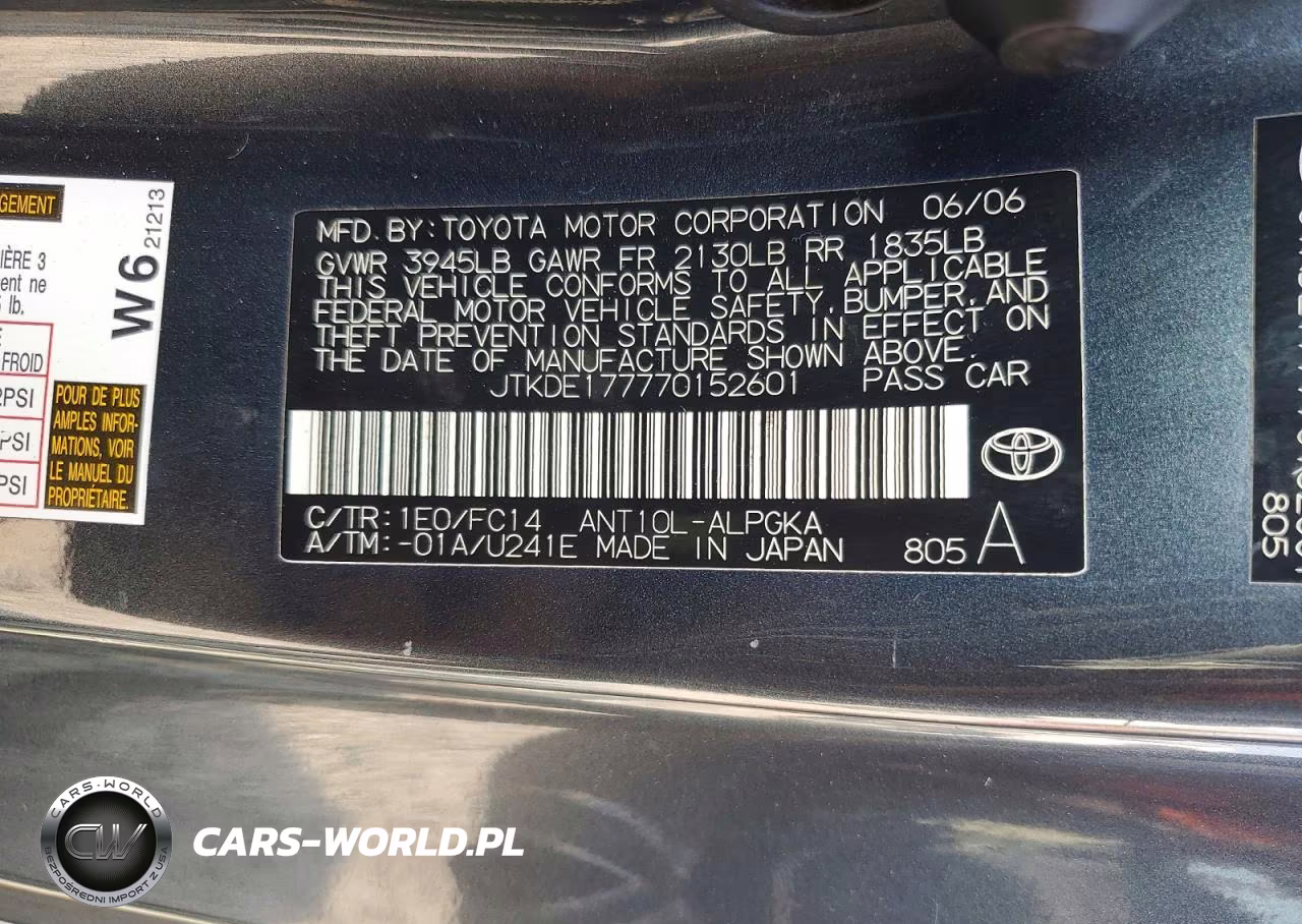 2007 Scion Tc Base VIN:JTKDE177770152601 - 12