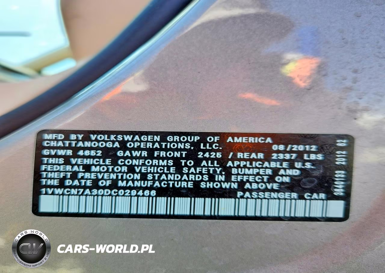 2013 Volkswagen Passat Sel VIN:1VWCN7A30DC029466 - 13