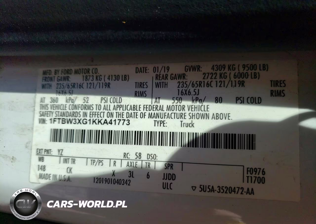 2019 Ford Transit T-350 VIN:1FTBW3XG1KKA41773 - 12