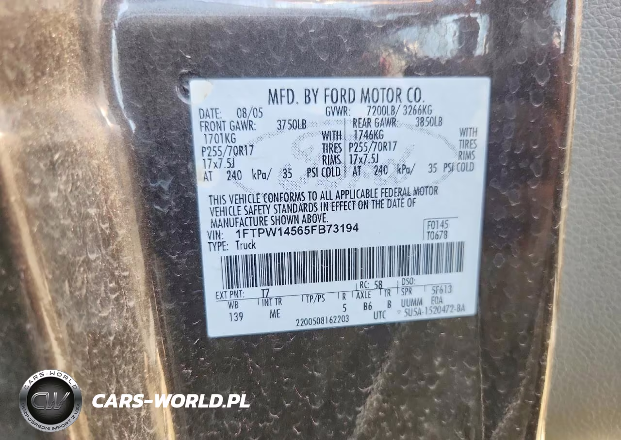 2005 Ford F150 Supercrew VIN:1FTPW14565FB73194 - 13
