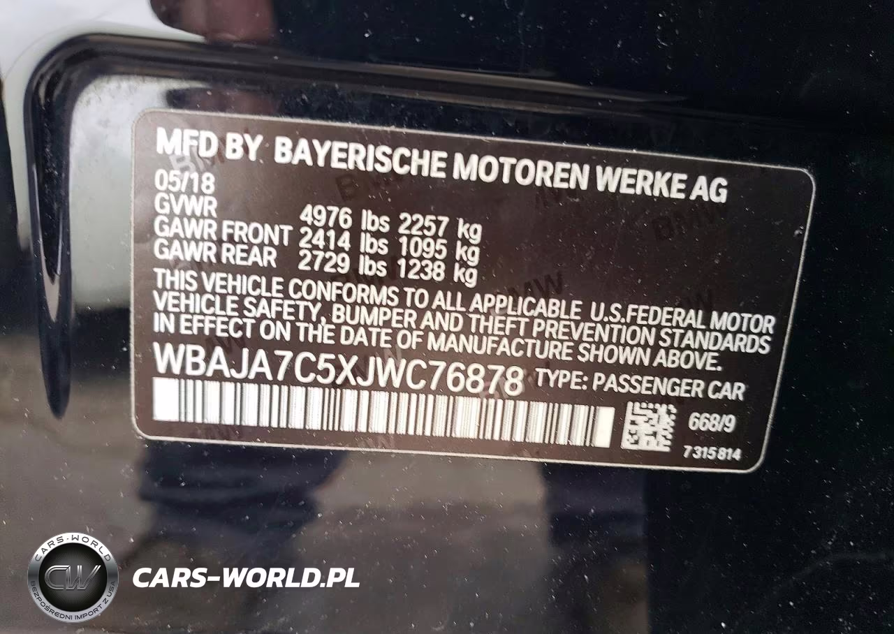2018 BMW 530 Xi VIN:WBAJA7C5XJWC76878 - 12