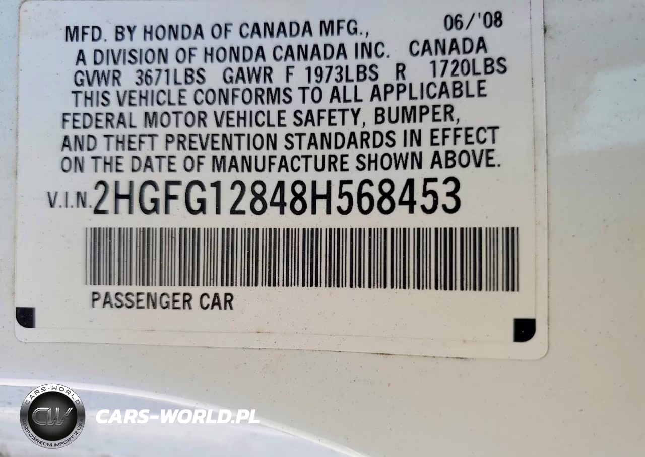 2008 Honda Civic Ex VIN:2HGFG12848H568453 - 12