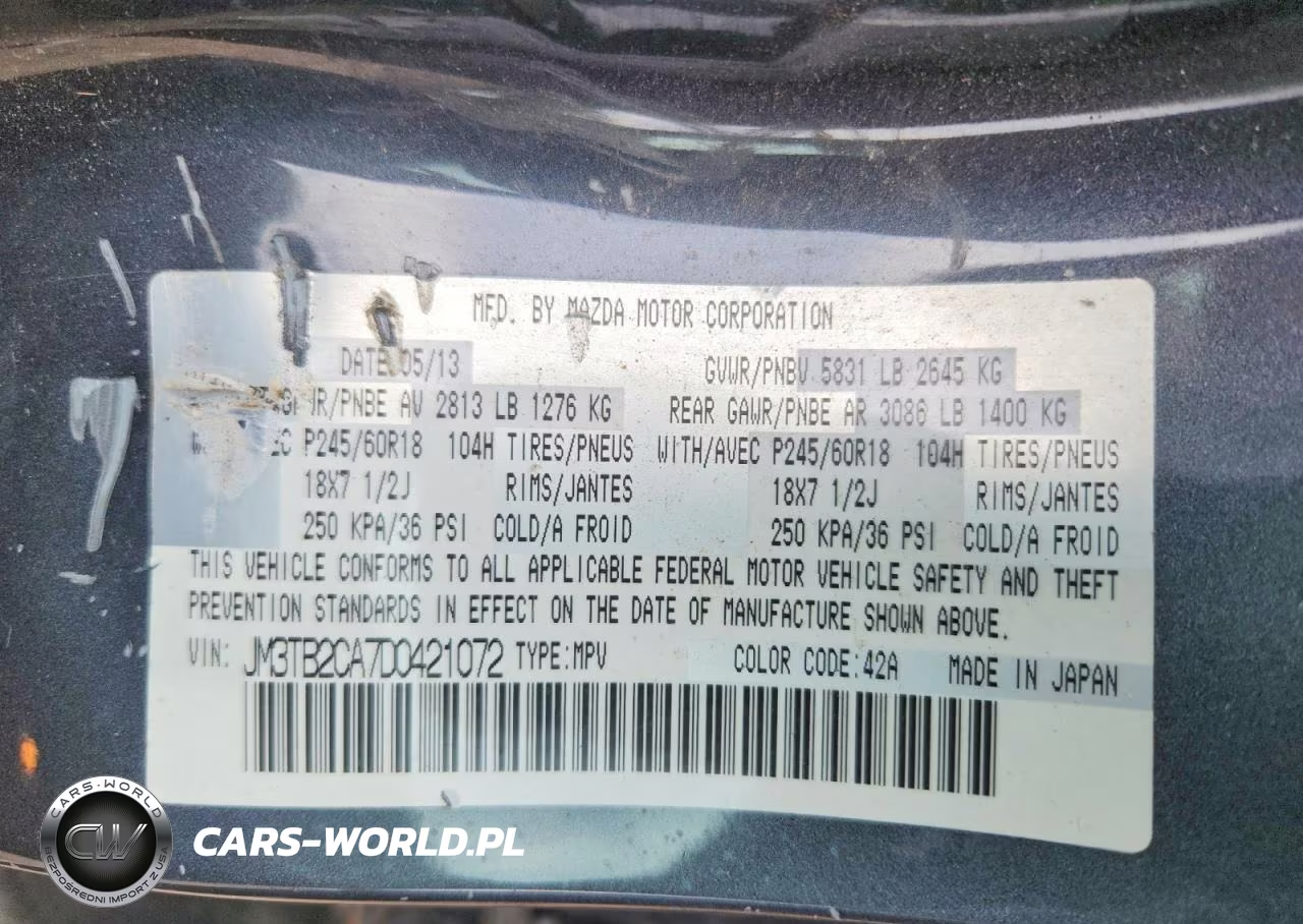 2013 Mazda Cx-9 Touring VIN:JM3TB2CA7D0421072 - 13