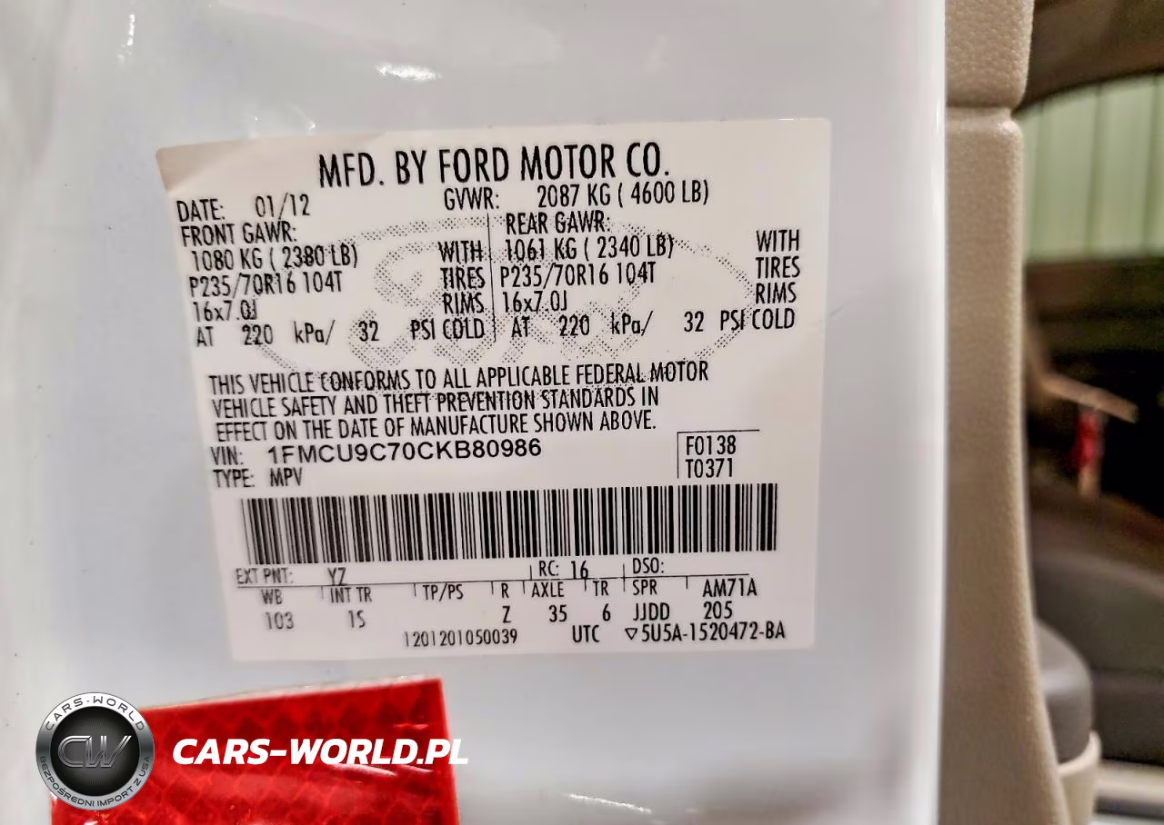 2012 Ford Escape Xls VIN:1FMCU9C70CKB80986 - 14