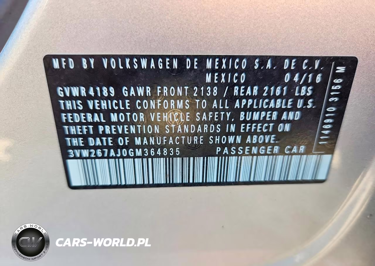 2016 Volkswagen Jetta S VIN:3VW267AJ0GM364835 - 13