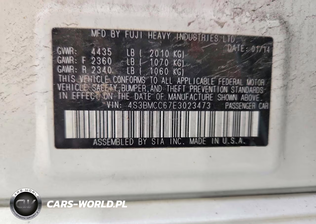 2014 Subaru Legacy 2.5I Premium VIN:4S3BMCC67E3023473 - 12