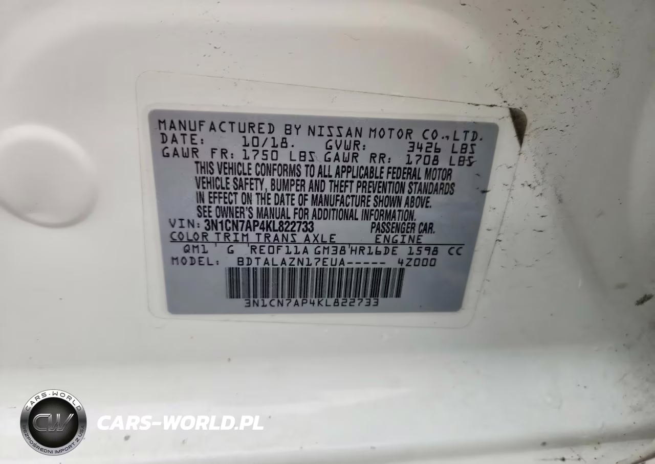 2019 Nissan Versa S Plus VIN:3N1CN7AP4KL822733 - 12
