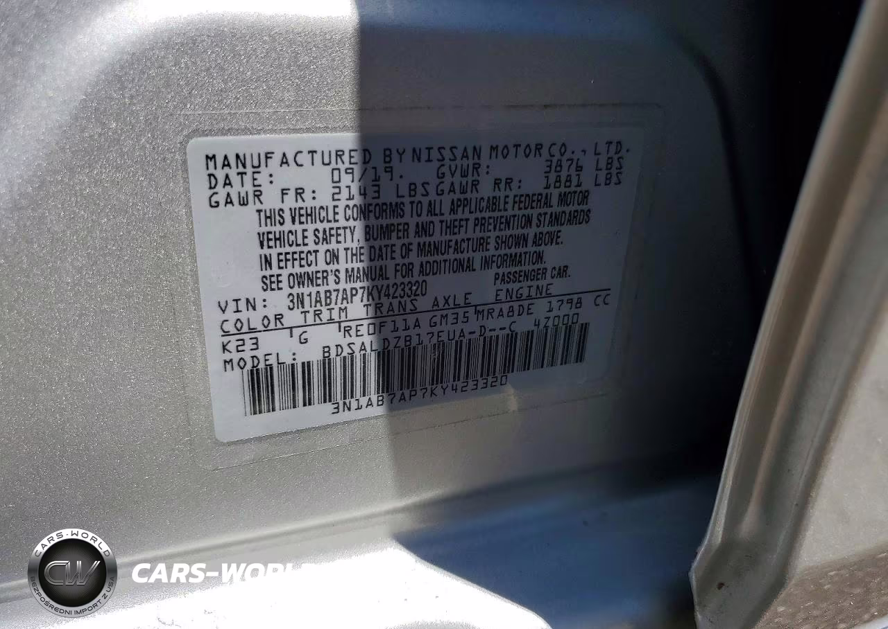 2019 Nissan Sentra Sv VIN:3N1AB7AP7KY423320 - 12