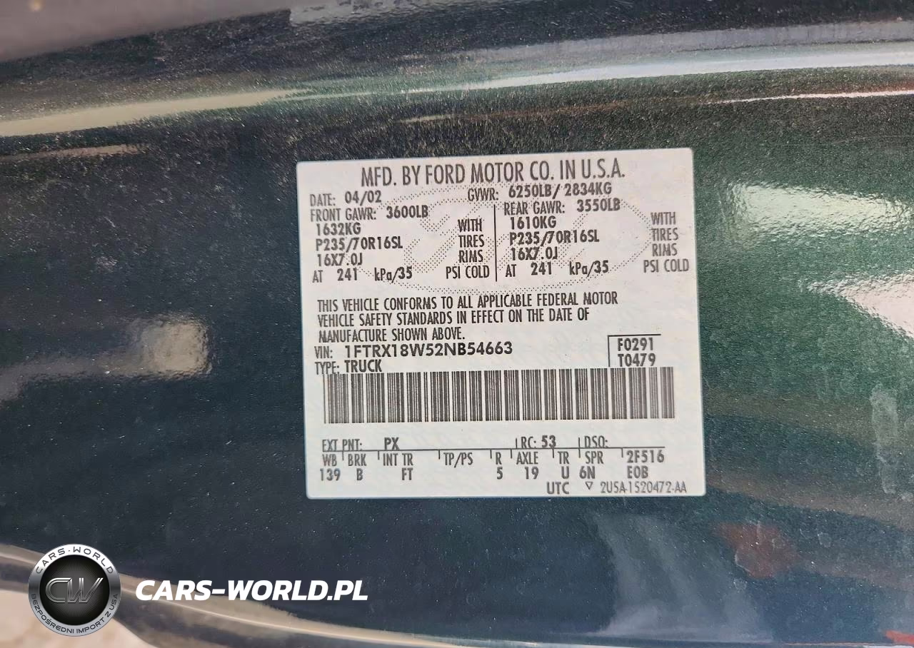 2002 Ford F150 VIN:1FTRX18W52NB54663 - 12