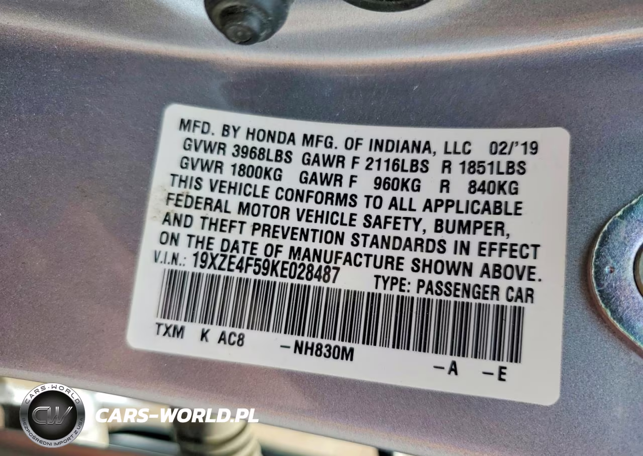 2019 Honda Insight Ex VIN:19XZE4F59KE028487 - 12