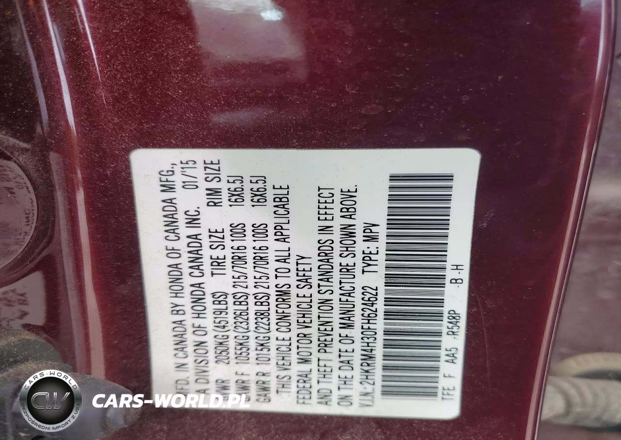 2015 Honda Cr-V Lx VIN:2HKRM4H30FH624622 - 13