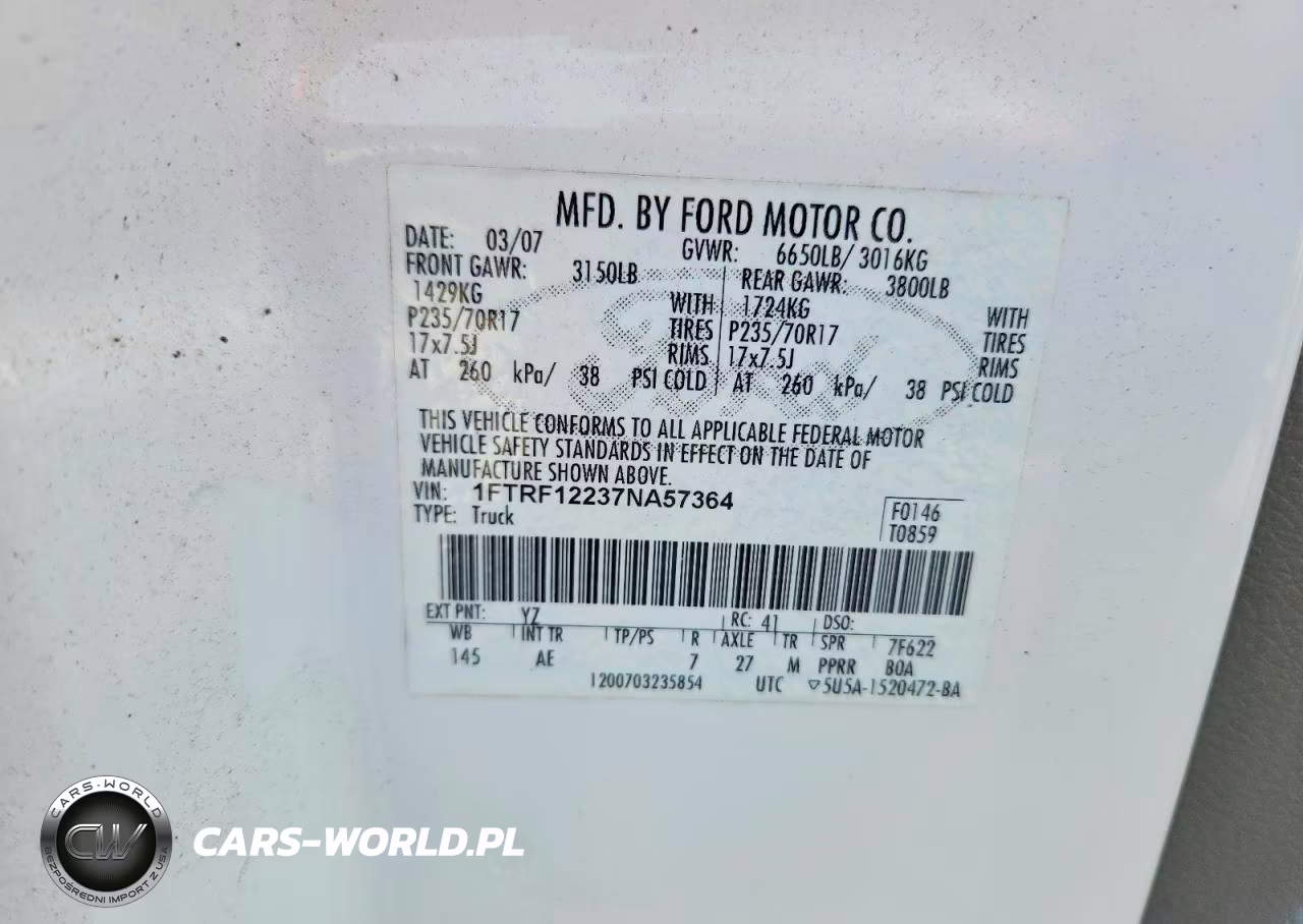 2007 Ford F150 VIN:1FTRF12237NA57364 - 12