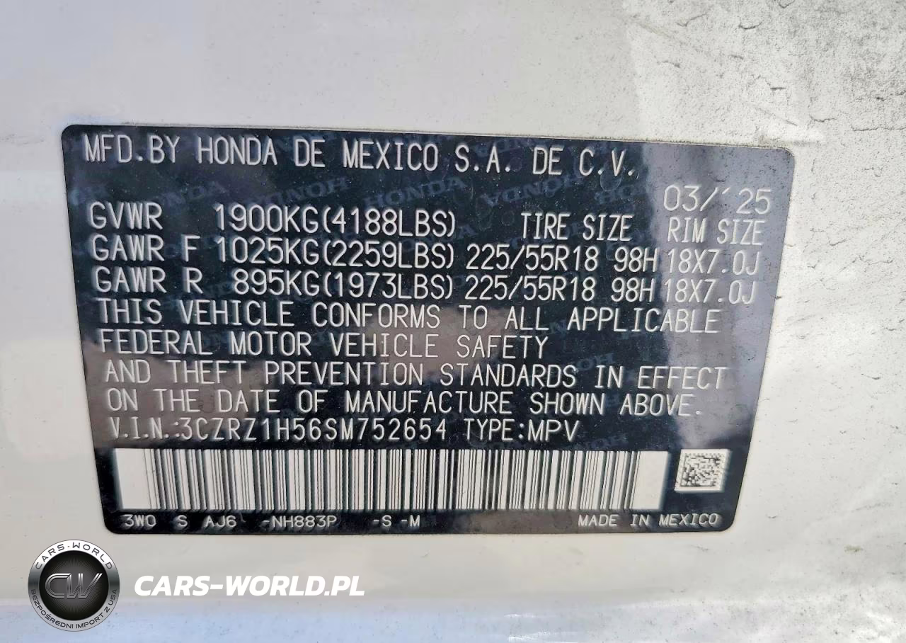 2025 Honda Hr-V Sport VIN:3CZRZ1H56SM752654 - 14