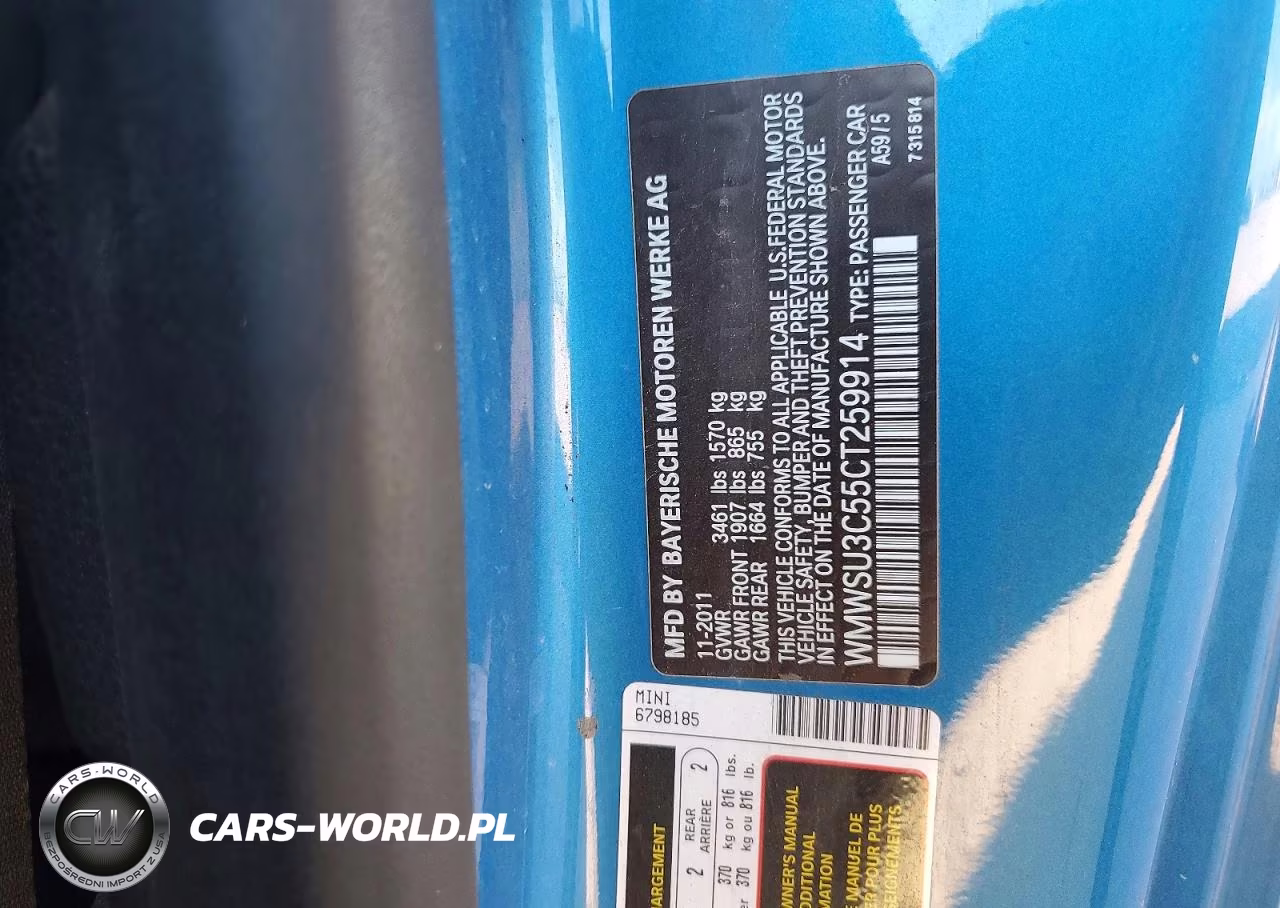 2012 Mini Cooper VIN:WMWSU3C55CT259914 - 12