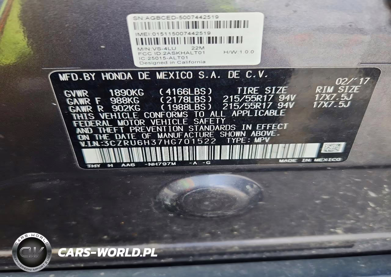 2017 Honda Hr-V Lx VIN:3CZRU6H37HG701522 - 13